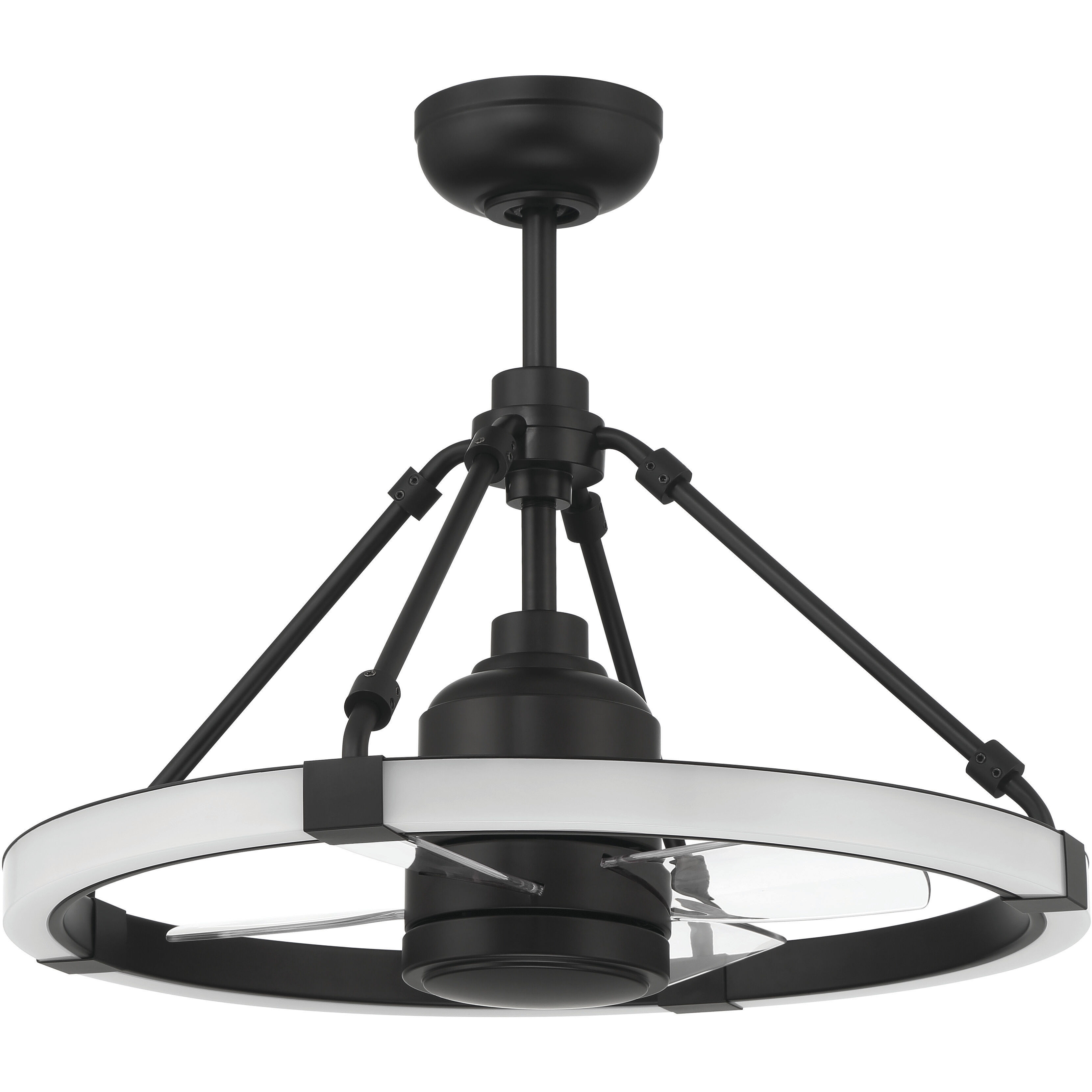 Levy 19 inch Flat Black with Clear Acrylic/Flat Black Blades Ceiling Fan (Blades Included)