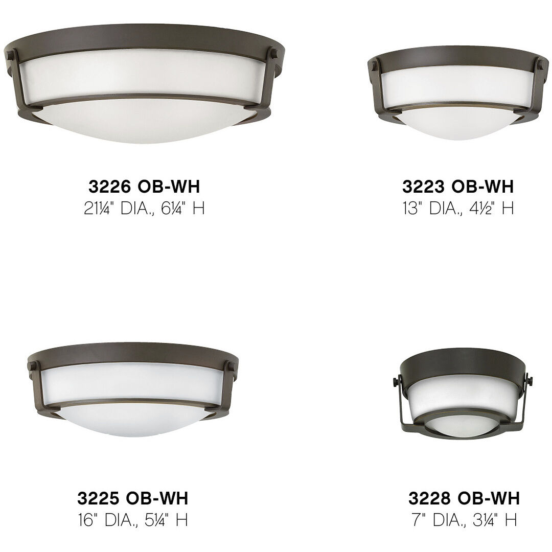 Hathaway 3 Light 16 inch Olde Bronze Indoor Flush Mount Ceiling Light in Etched White