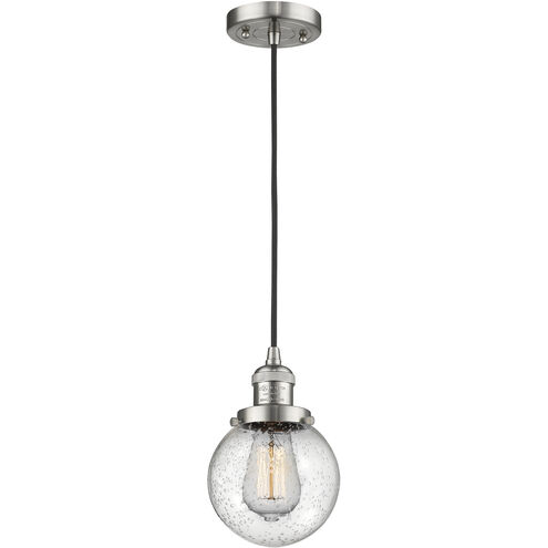 Franklin Restoration Beacon 1 Light 6 inch Brushed Satin Nickel Mini Pendant Ceiling Light in Incandescent, Seedy, Franklin Restoration