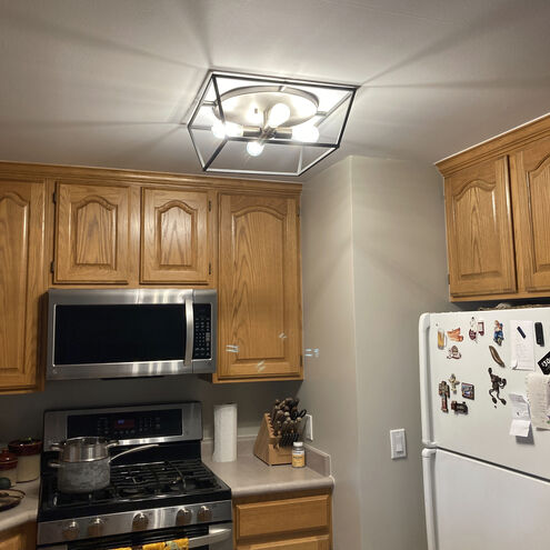 Fulton 4 Light 18 inch Aged Zinc with Antique Nickel Indoor Flush Mount Ceiling Light