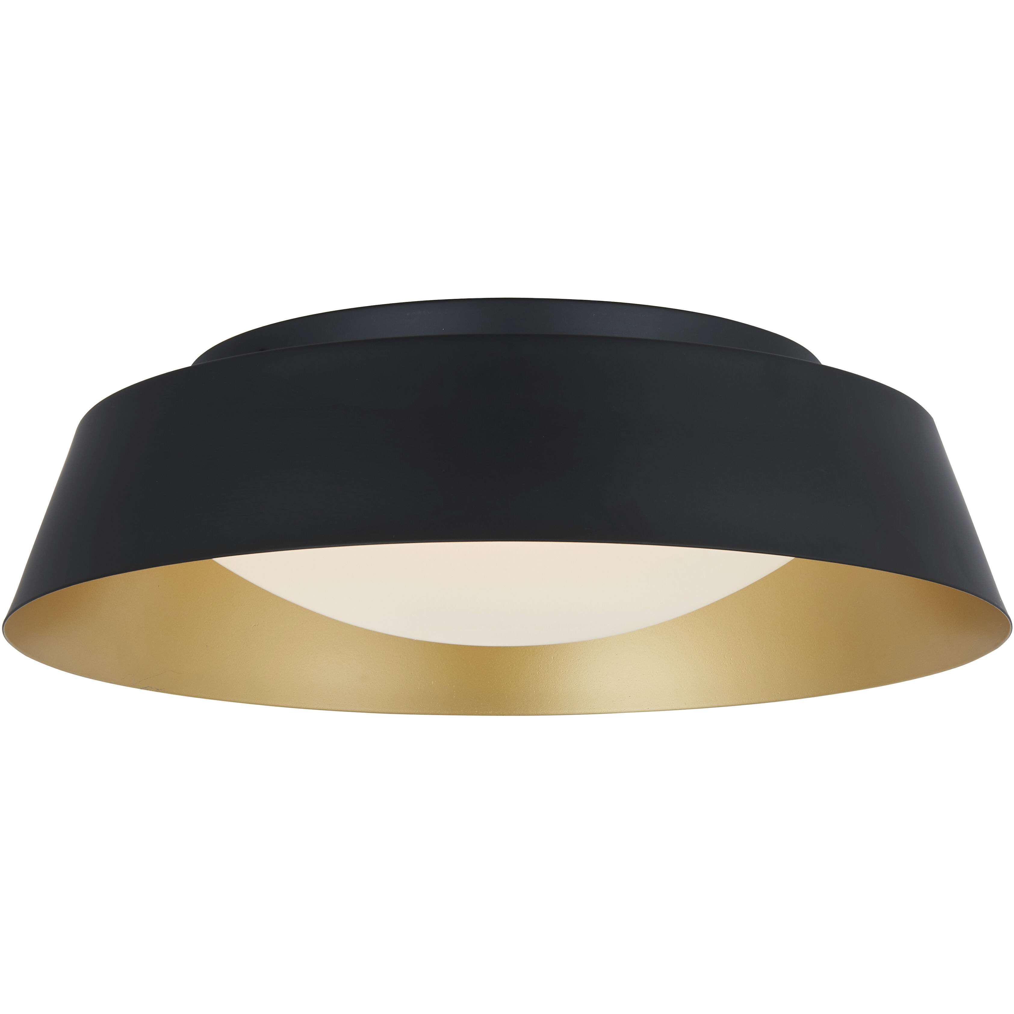 Flare LED 15 inch Matte Black with Gold inner Flush Mount Ceiling Light