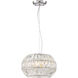Lunar 3 Light 12 inch Chrome with Crystal Pendant Ceiling Light