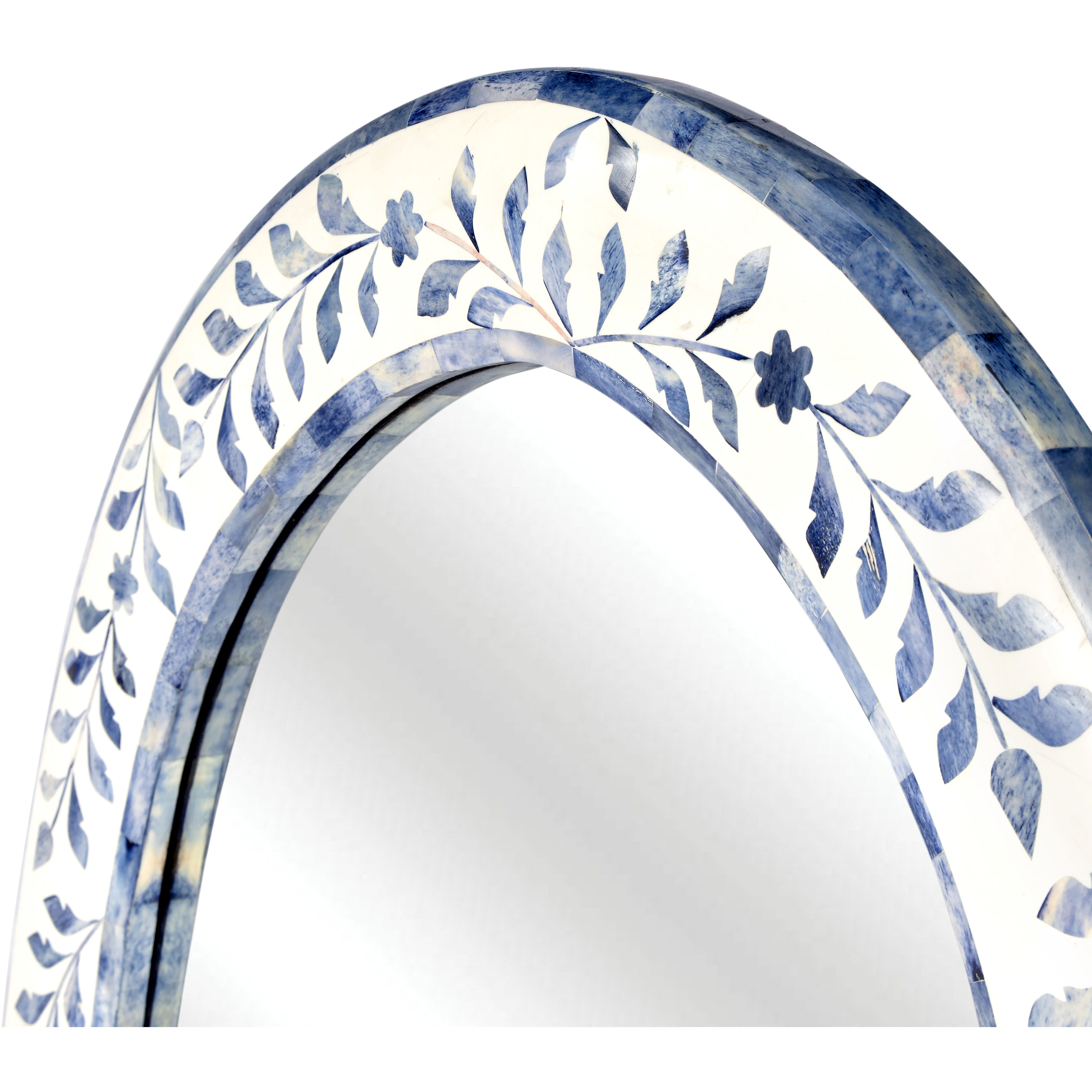 Trubadur and Bone Inlay Wall Mirrored in White and Blue