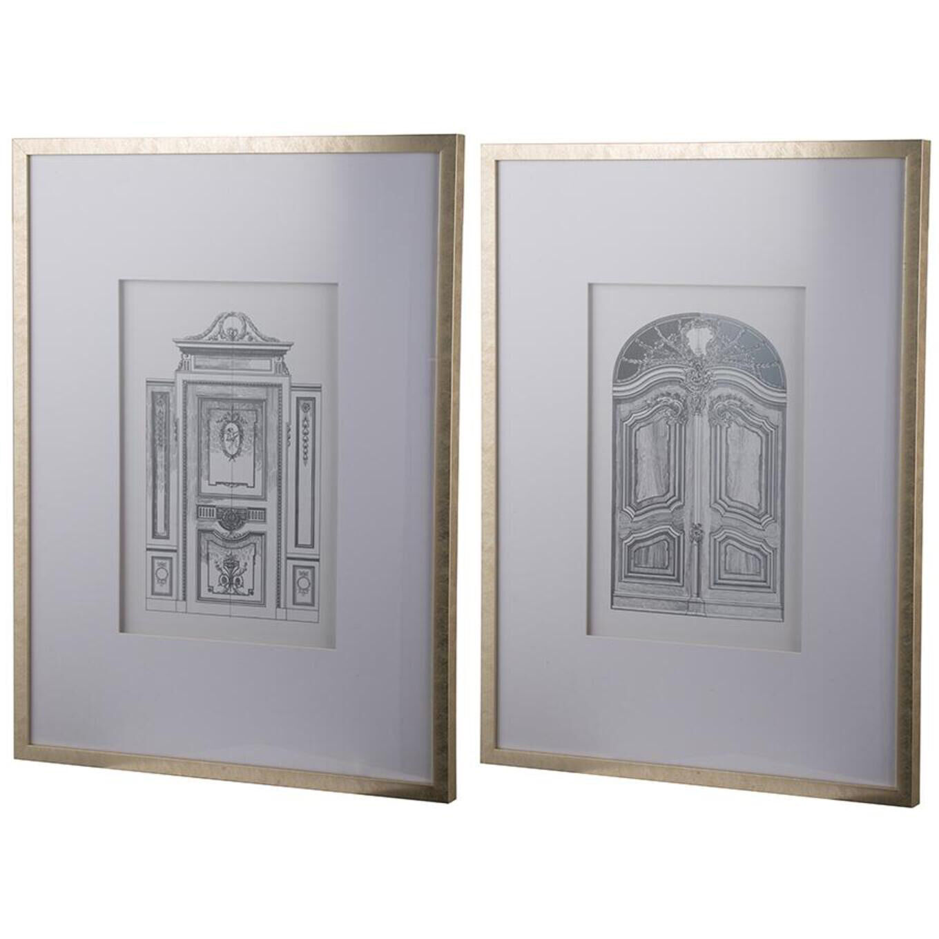 Framed Silver Wall Art, Set of 2
