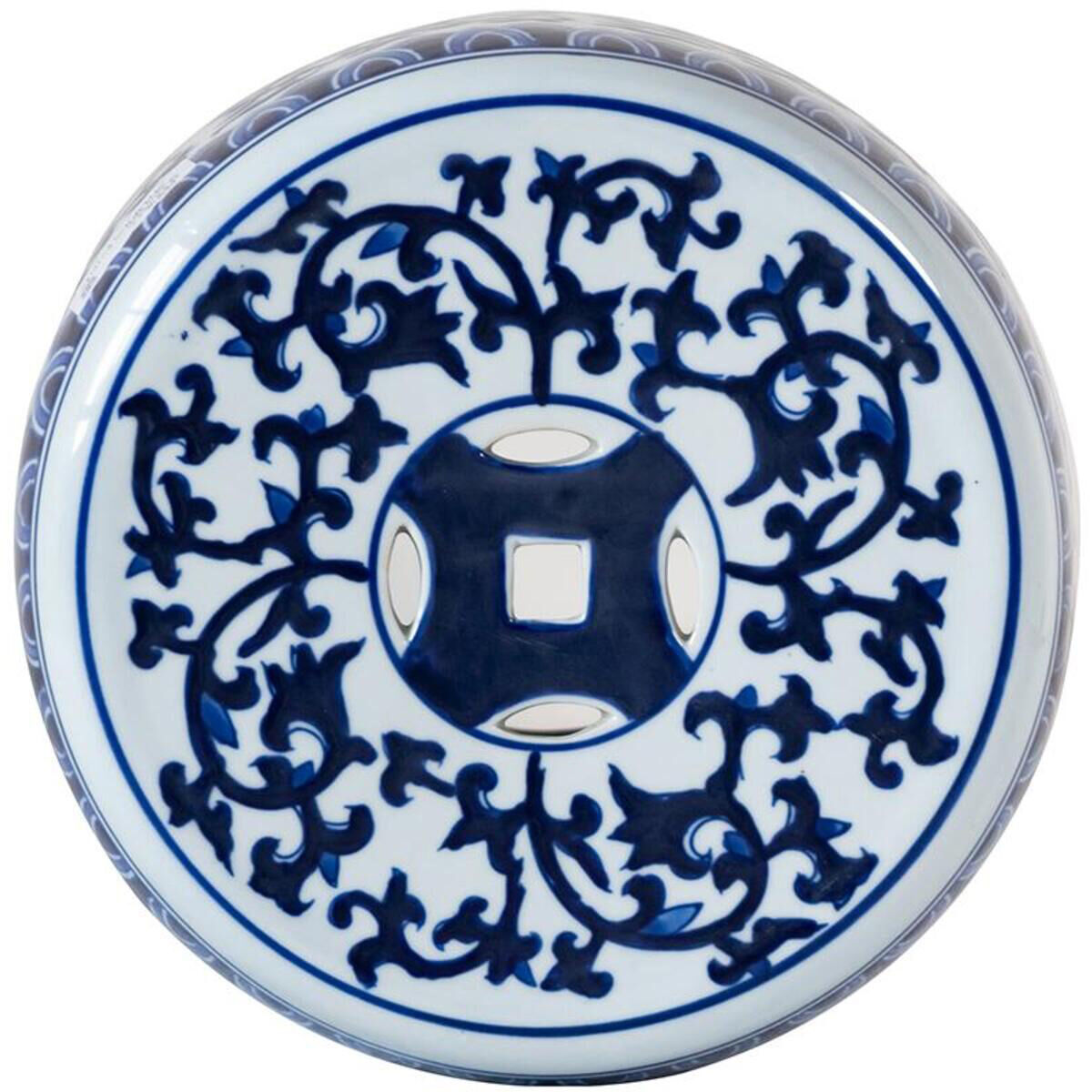 Garden 15.9 inch Blue and White Stool