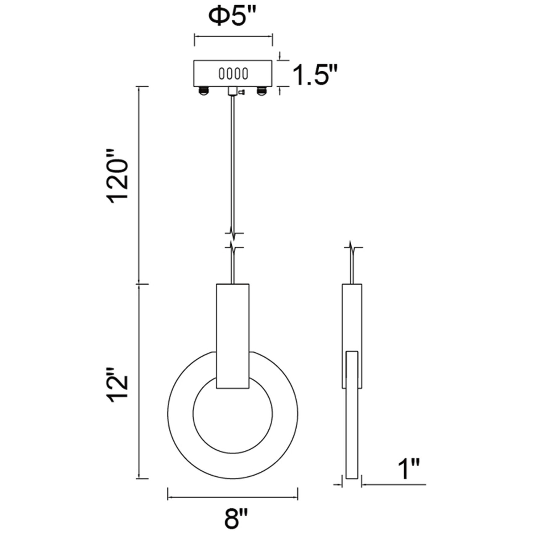 Anello LED 5 inch White Oak Down Mini Pendant Ceiling Light