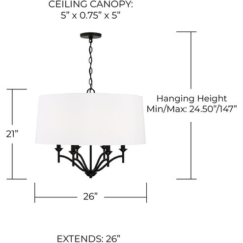 Peyton 6 Light 26 inch Matte Black Pendant Ceiling Light