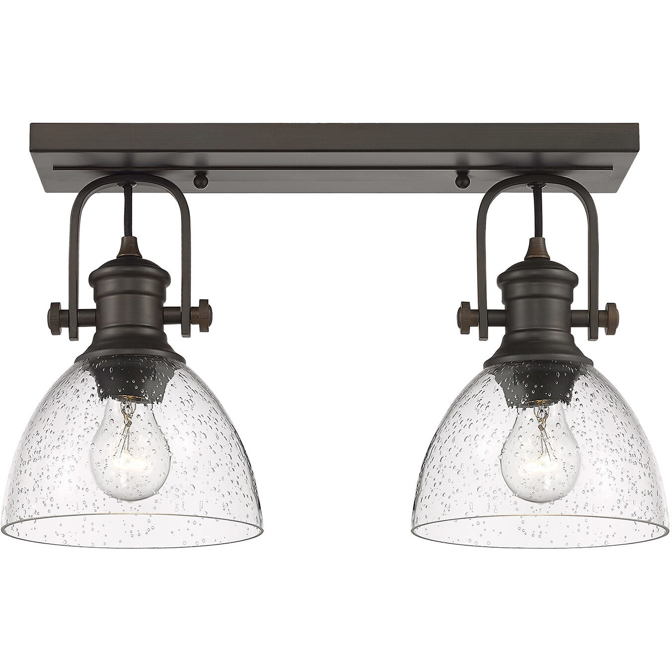 Yep Hines 2 Light 17.88 inch Rubbed Bronze Semi-Flush Mount Ceiling Light in Seeded Glass, Damp