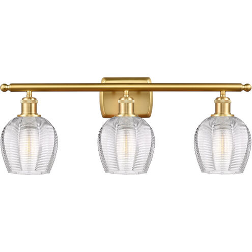 Ballston Norfolk 3 Light 26 inch Satin Gold Bath Vanity Light Wall Light in Clear Glass