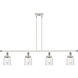 Ballston Small Bell 4 Light 48 inch White and Polished Chrome Island Light Ceiling Light in Seedy Glass
