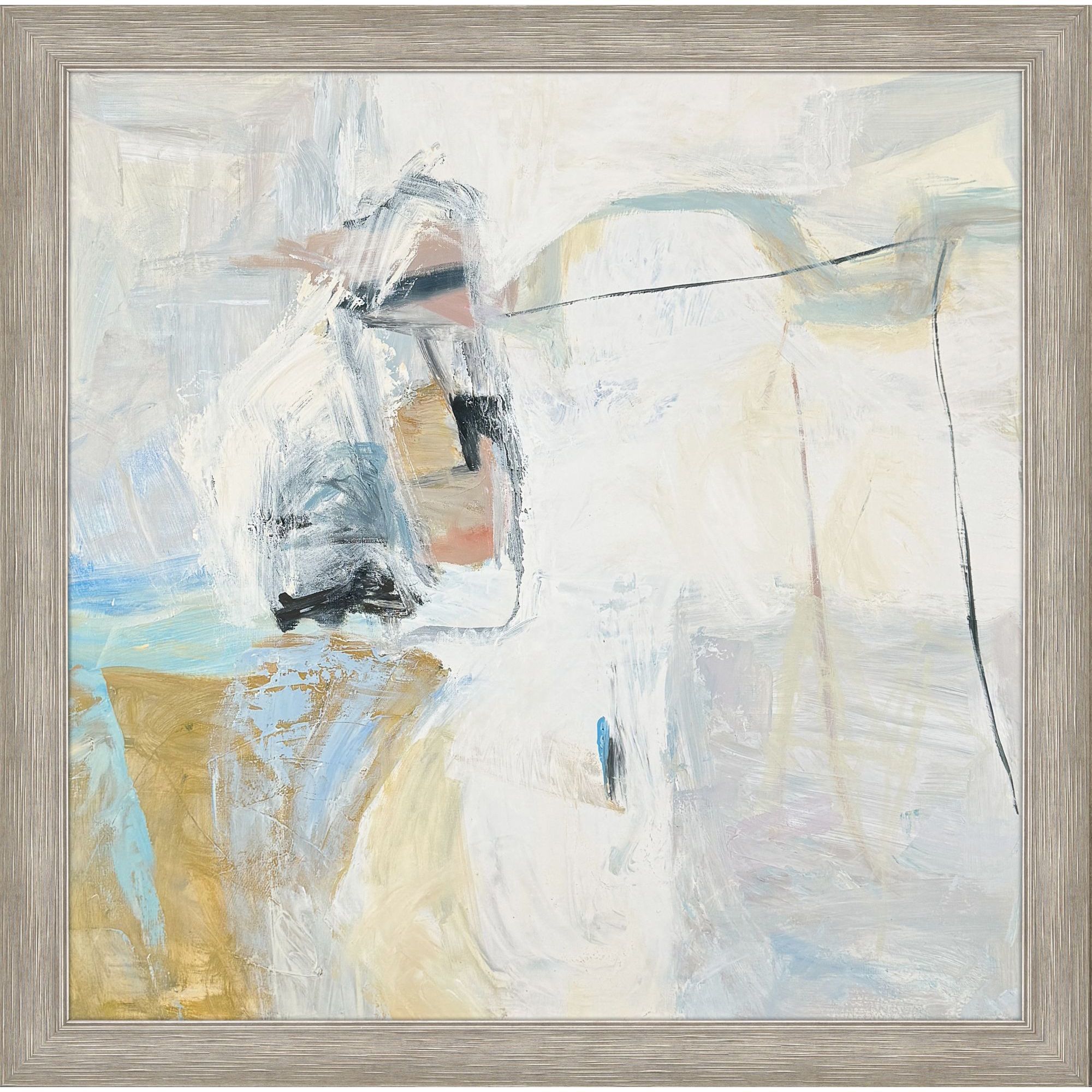 Dune II Blue and Gray and White and Yellow Framed Art