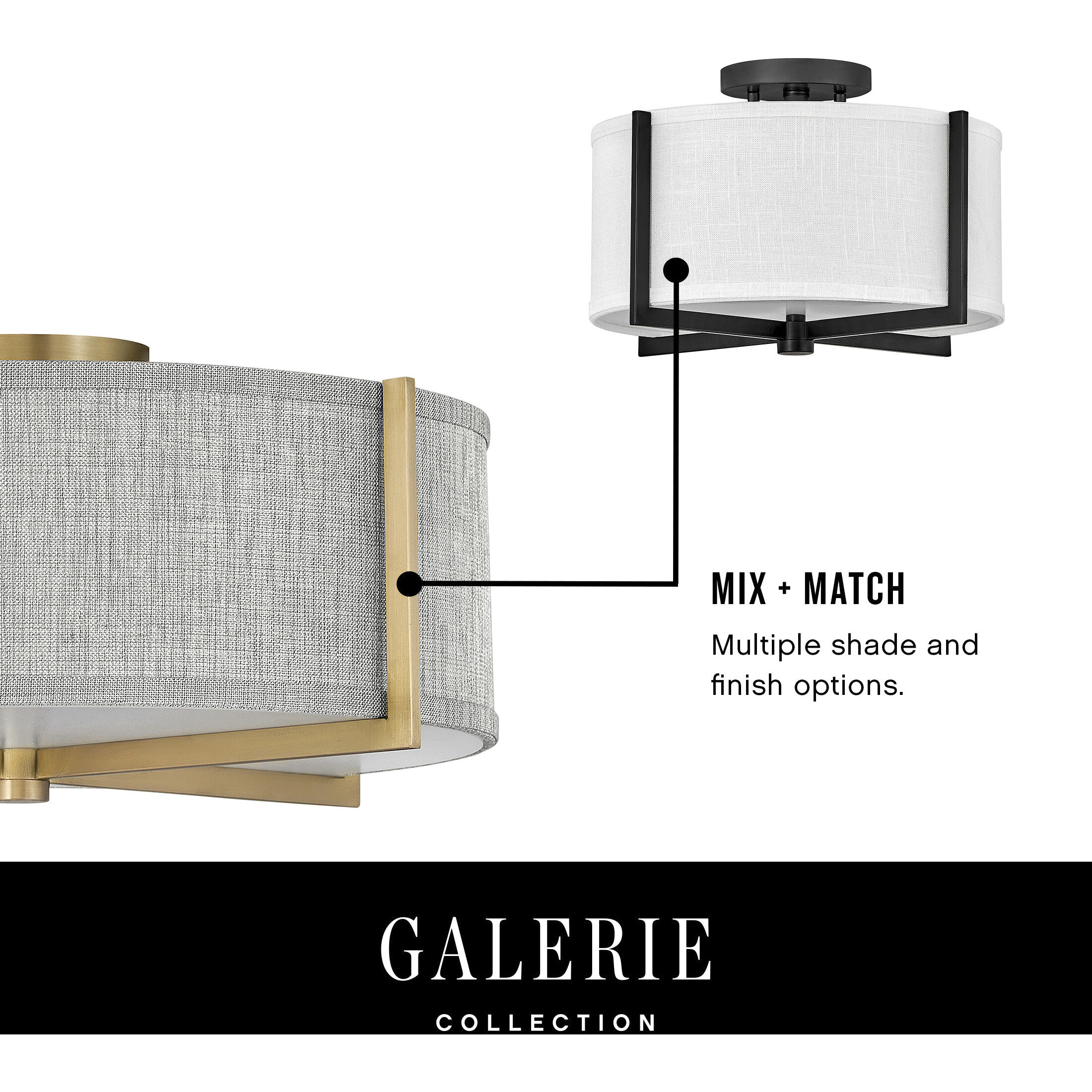 Galerie Axis 2 Light 14.5 inch Heritage Brass Indoor Semi-Flush Mount Ceiling Light
