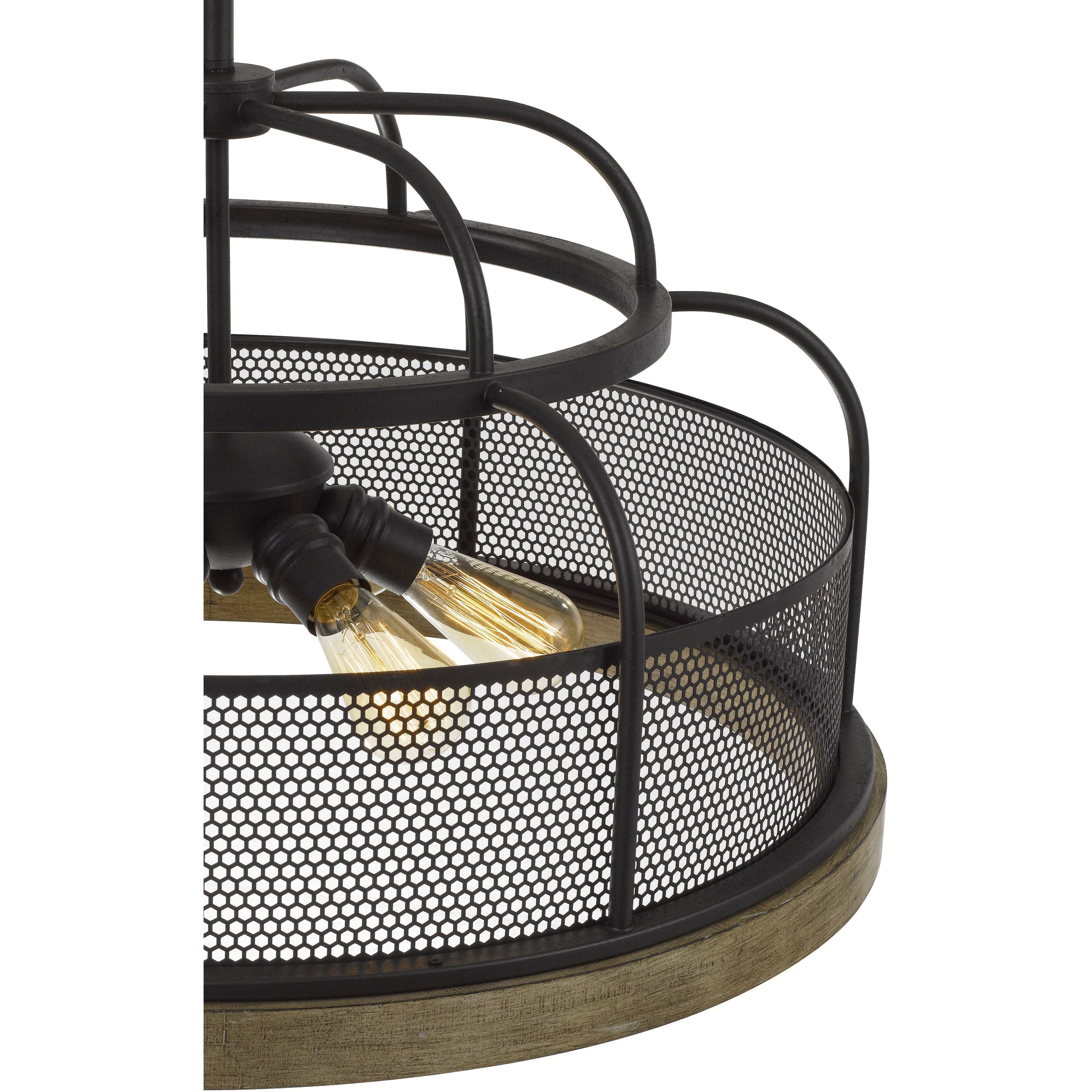 Akaki 6 Light 24 inch Iron and Light Oak Chandelier Ceiling Light, Dome