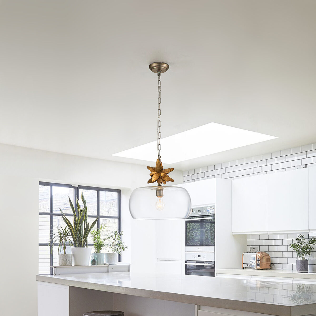 Toissant 1 Light 15.5 inch Gold Leaf and Silver Leaf Pendant Ceiling Light