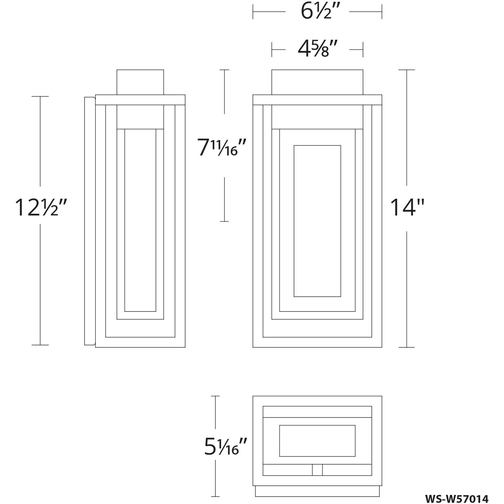 Dorne LED 14 inch Black Aged Brass Outdoor Wall Light in 14in.
