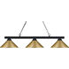 Sharp Shooter 3 Light 48 inch Matte Black Billiard Ceiling Light in Satin Gold Steel