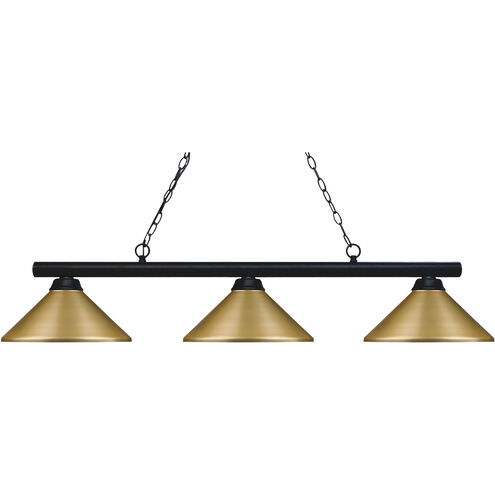 Sharp Shooter 3 Light 48 inch Matte Black Billiard Ceiling Light in Satin Gold Steel