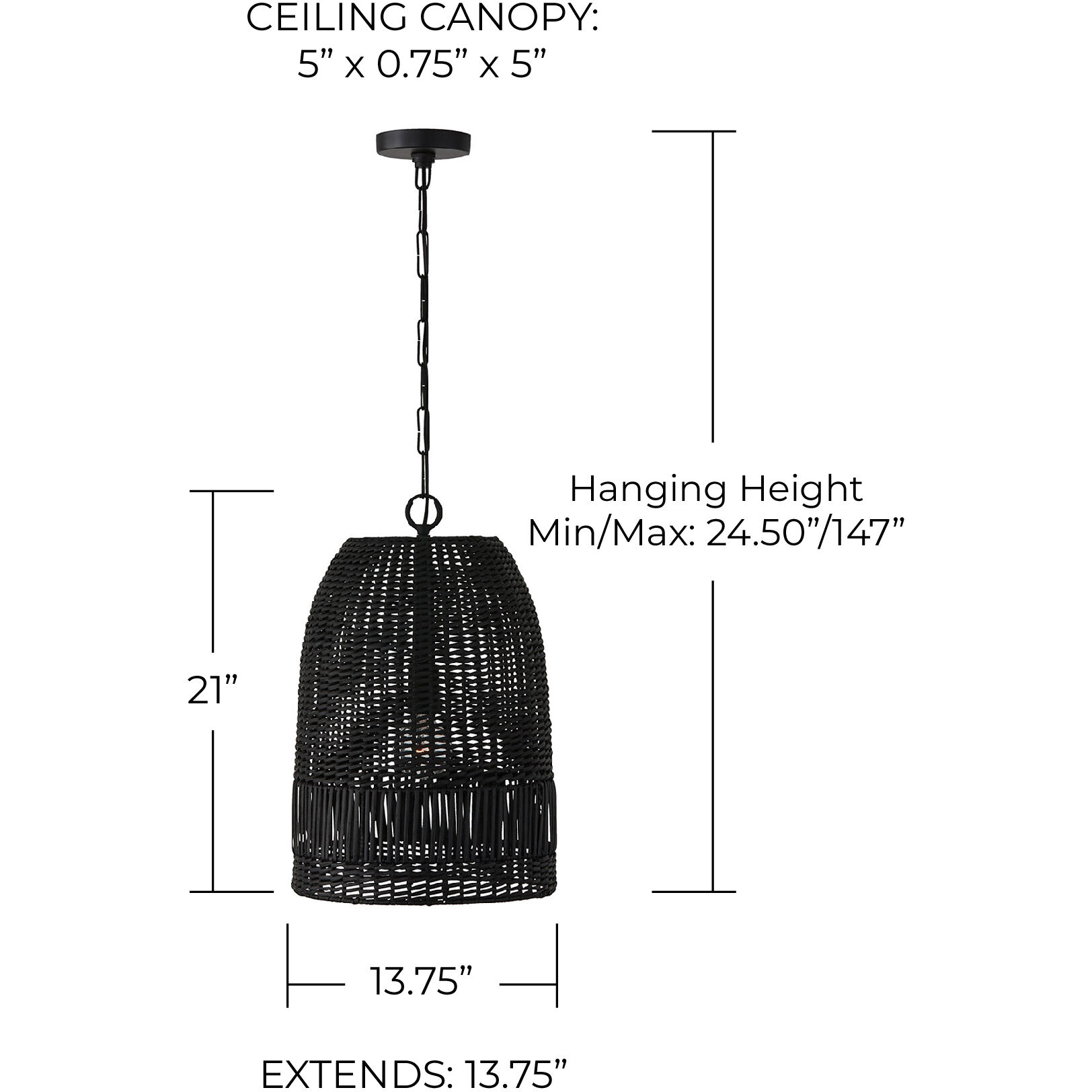 Naomi 1 Light 13.75 inch Matte Black Pendant Ceiling Light