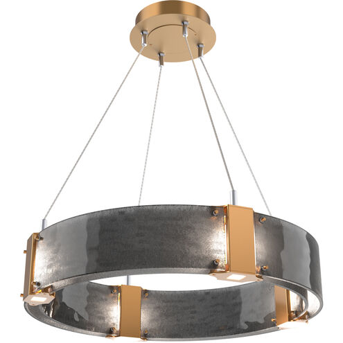 Parallel LED 23.9 inch Novel Brass Chandelier Ceiling Light in 3000K LED, Smoke Granite, Ring