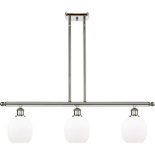 Ballston Belfast 3 Light 36 inch Polished Nickel Island Light Ceiling Light in Matte White Glass, Ballston