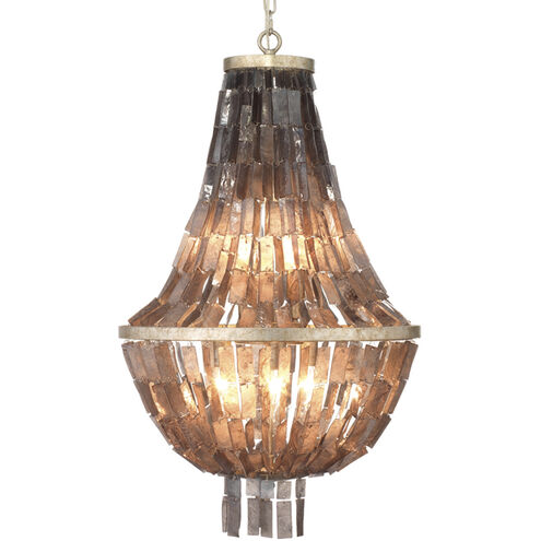Capsize 5 Light 20 inch Black Mother of Pearl and Champagne Leaf Metal Chandelier Ceiling Light