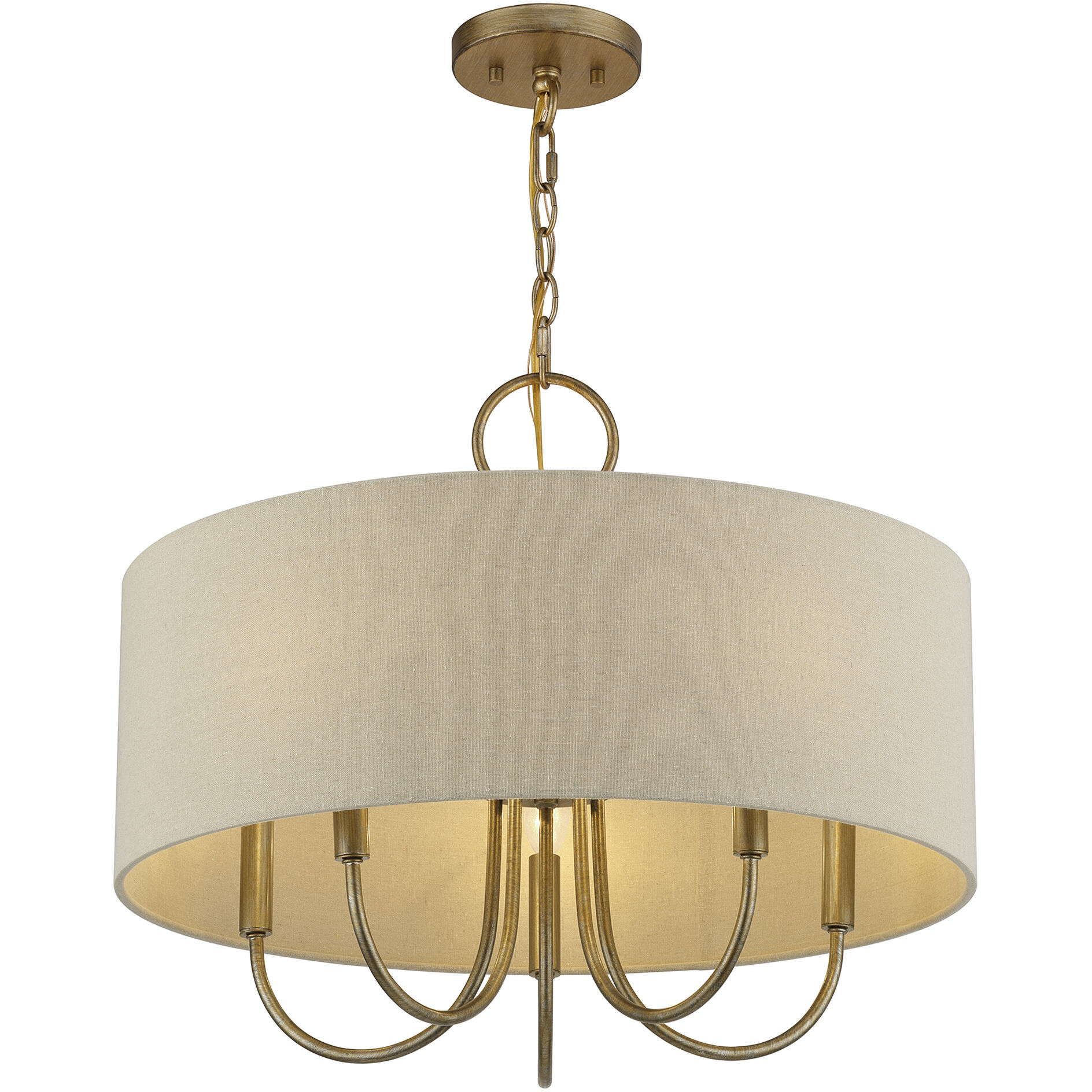 Bellingham 5 Light 22 inch Antique Gold Leaf Pendant Chandelier Ceiling Light
