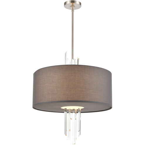 Crystal Falls 3 Light 20 inch Satin Nickel with Gray and Clear Chandelier Ceiling Light