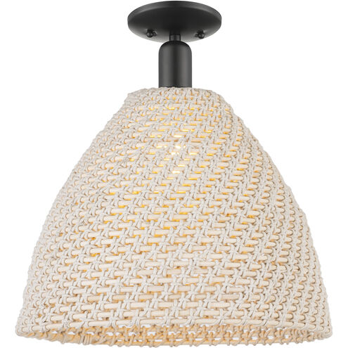 Downtown Urban Natural Ballston Dome 1 Light 15.75 inch Matte Black Semi-Flush Mount Ceiling Light