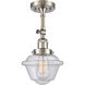 Franklin Restoration Small Oxford 1 Light 8 inch Brushed Satin Nickel Sconce Wall Light in Seedy Glass, Franklin Restoration