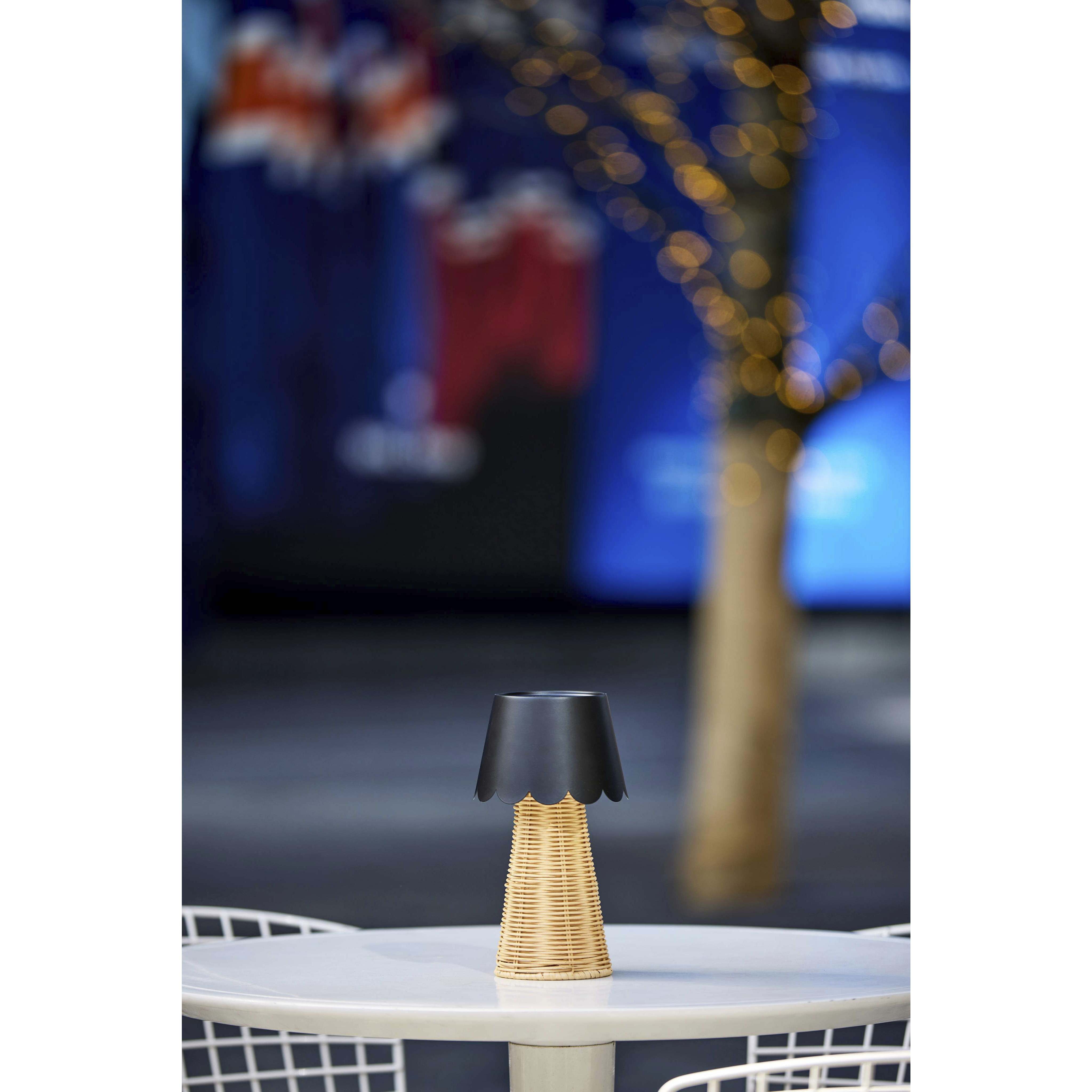 Tory 9.75 inch 2.00 watt Black and Rattan Cordless Table Lamp Portable Light