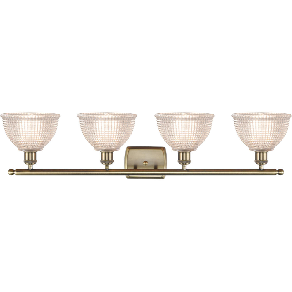 Ballston Arietta 4 Light 36 inch Antique Brass Bath Vanity Light Wall Light in Incandescent, Clear Glass, Ballston