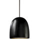 Radiance 1 Light 9 inch Carbon Matte Black Pendant Ceiling Light in Rigid Stem Kit, Brushed Nickel, Incandescent
