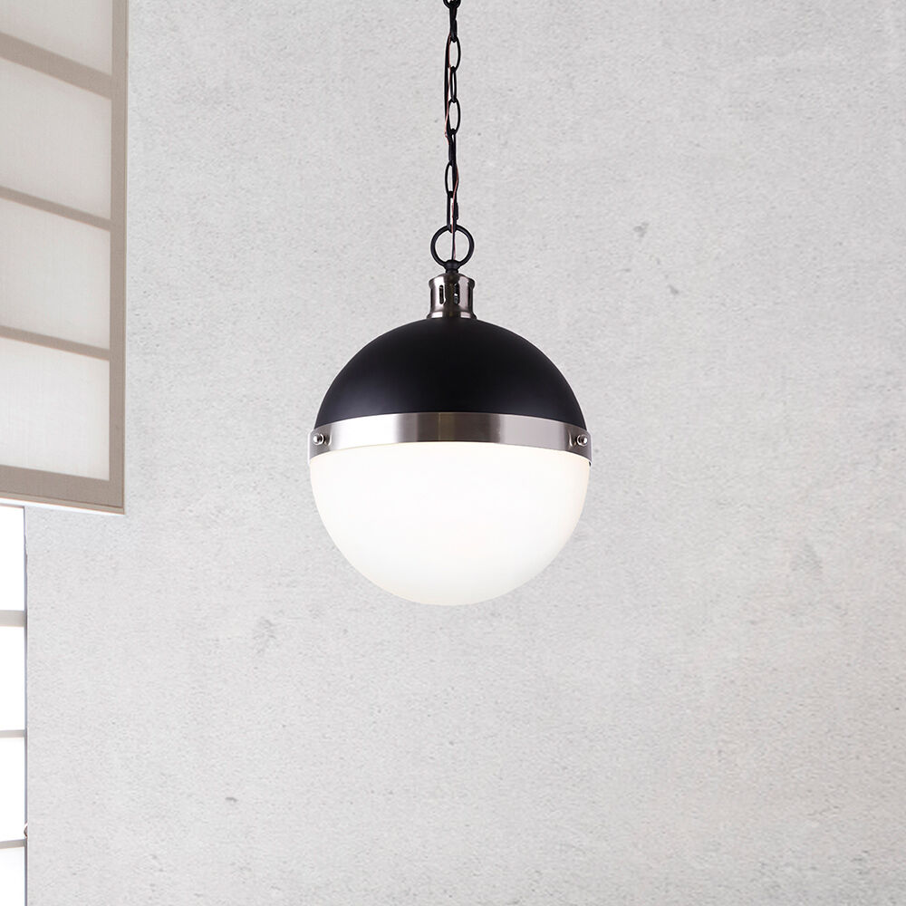 Delta 1 Light 13 inch Black/Brushed Nickel Pendant Ceiling Light