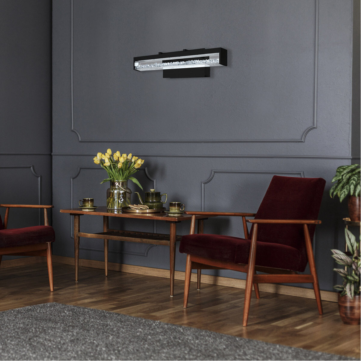 Cardito LED 27.56 inch Matte Black Bath Vanity Wall Light