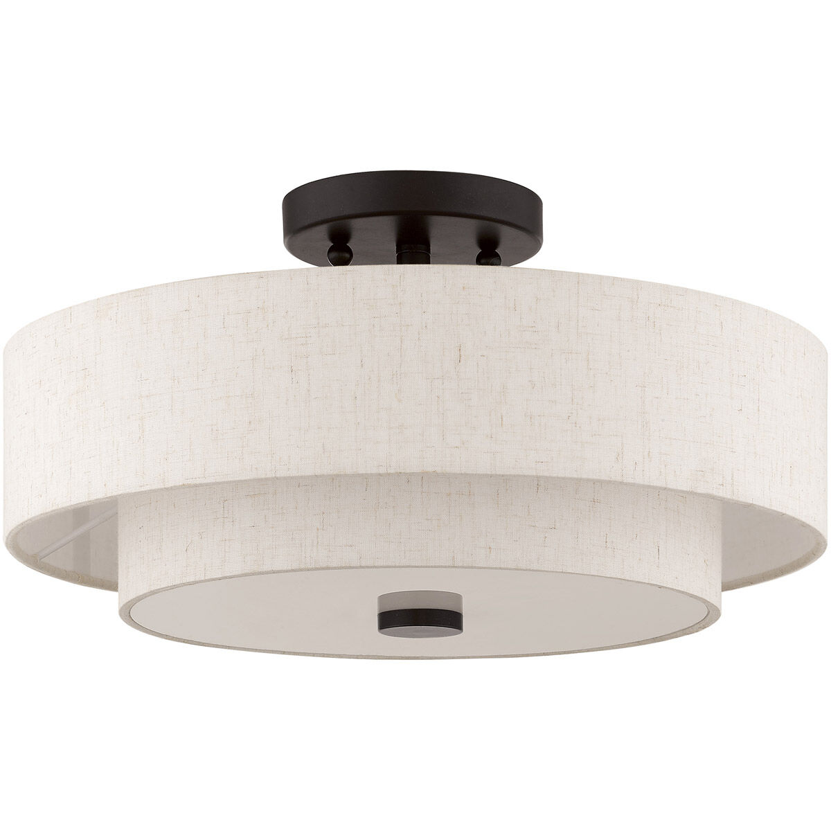 Claremont 3 Light 15 inch English Bronze Semi-Flush Mount Ceiling Light