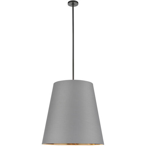 Calor 3 Light 24.88 inch Gray Linen with Gold Parchment and Urban Bronze Pendant Ceiling Light