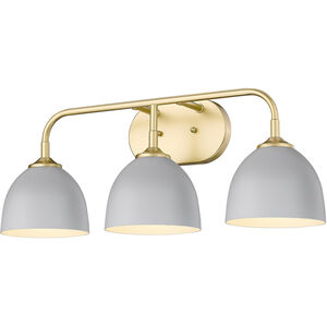 Zoey 3 Light 25 inch Olympic Gold Bath Vanity Wall Light in Matte Gray