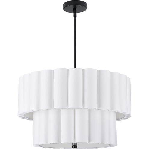 Pacifica LED 22 inch Matte Black Pendant Ceiling Light in White, Tiered