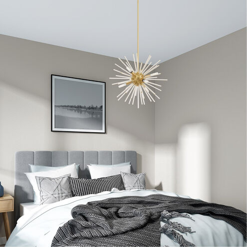 Utopia 6 Light 20 inch Satin Brass Pendant Chandelier Ceiling Light