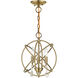 Aria 3 Light 13 inch Antique Brass Convertible Chandelier / Semi Flush Ceiling Light