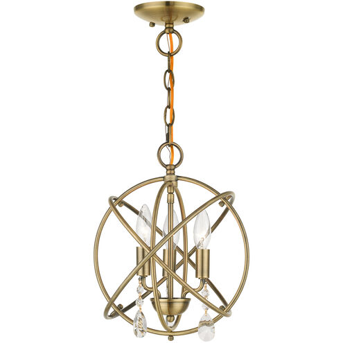 Aria 3 Light 13 inch Antique Brass Convertible Chandelier / Semi Flush Ceiling Light