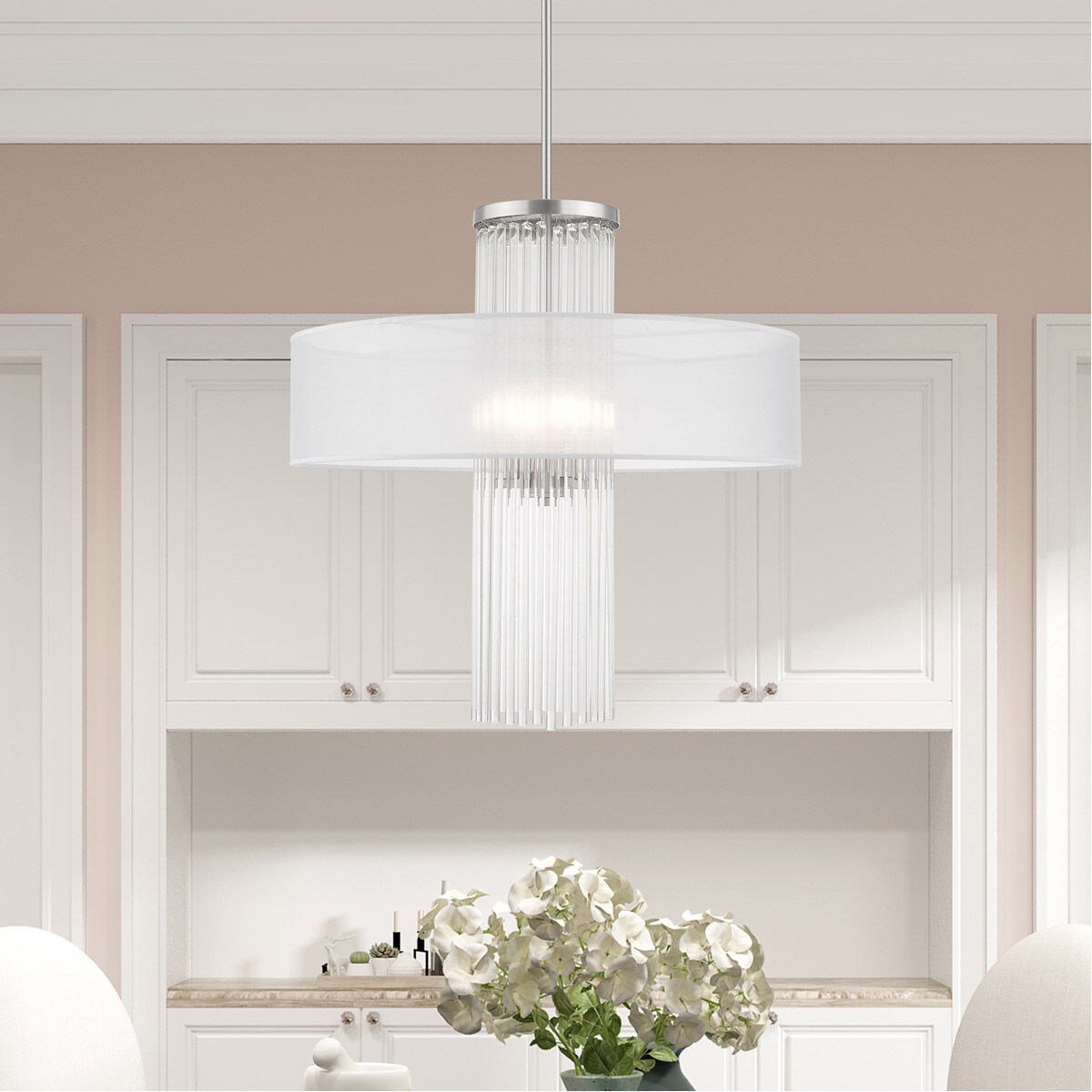 Alexis 4 Light 24 inch Brushed Nickel Pendant Chandelier Ceiling Light