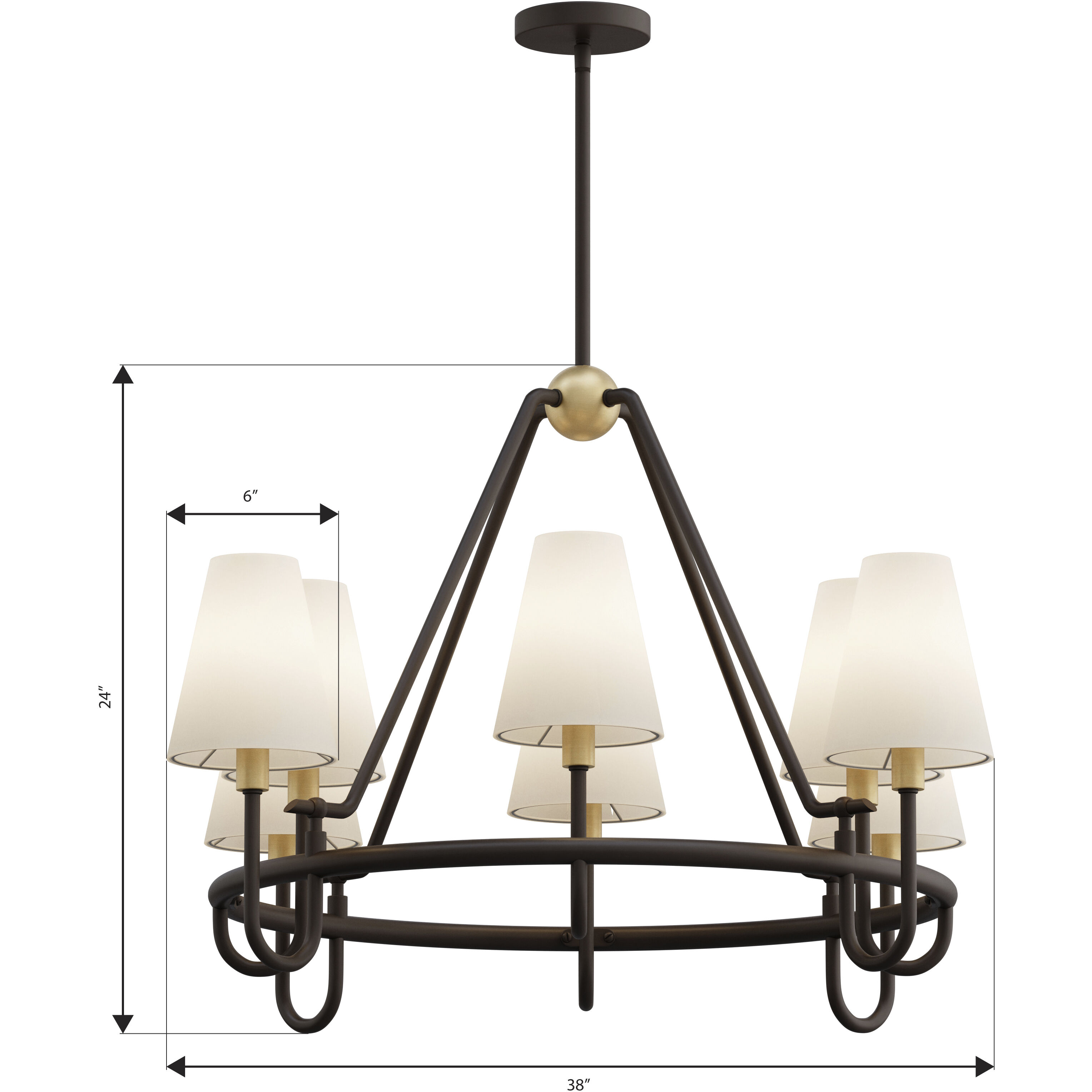 Bellforge 8 Light 38 inch Legacy Brass and Dark Bronze Pendant Ceiling Light