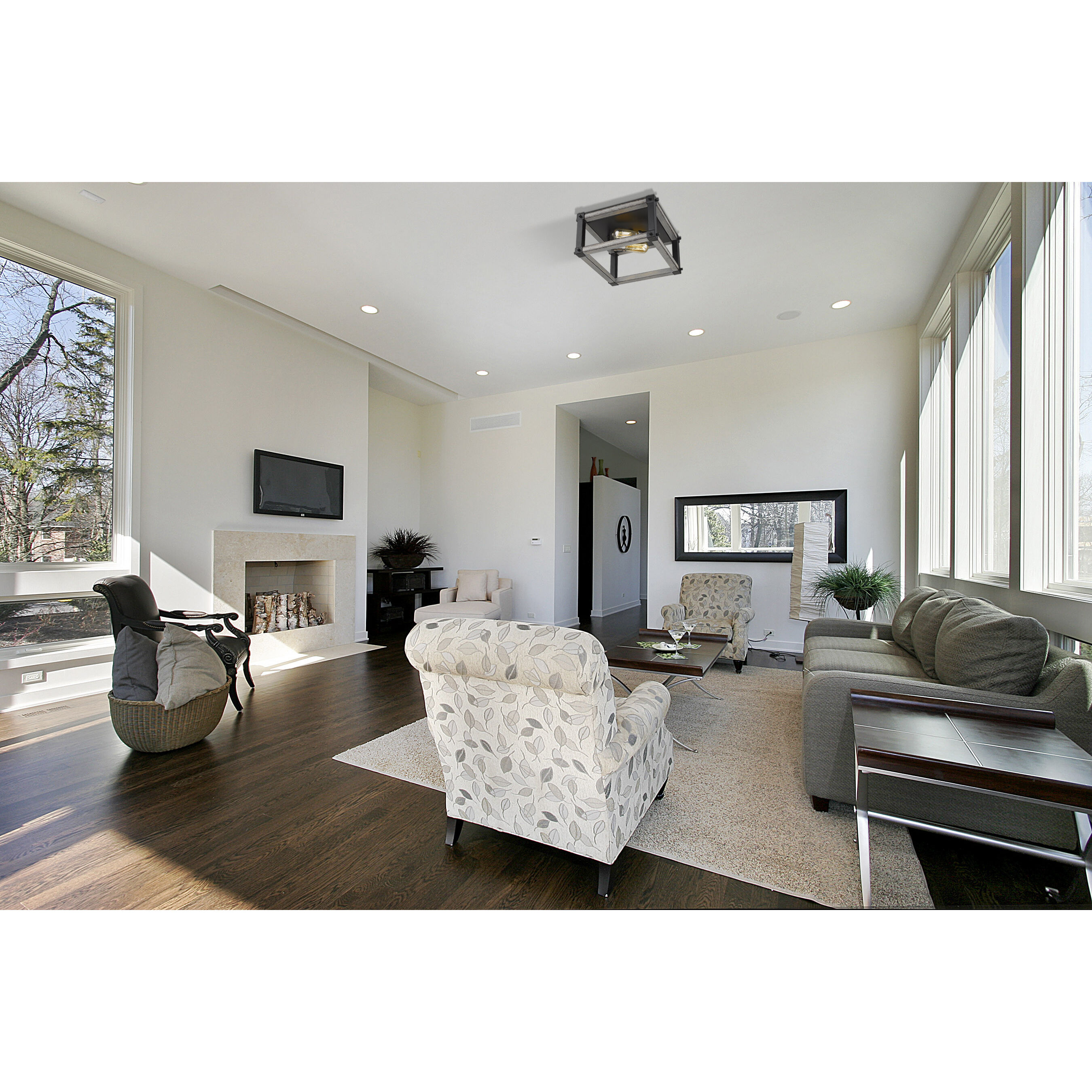 Kirkland 2 Light 12 inch Ashen Barnboard Flush Mount Ceiling Light