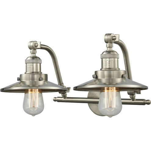 Franklin Restoration Railroad 2 Light 18 inch Brushed Satin Nickel Bath Vanity Light Wall Light, Franklin Restoration
