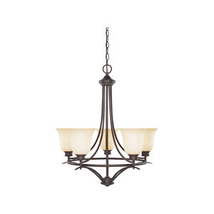 Montego 5 Light 23 inch Oil Rubbed Bronze Chandelier Ceiling Light in Satin Bisque