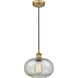 Edison Gorham LED 9.5 inch Brushed Brass Mini Pendant Ceiling Light in Mica Glass