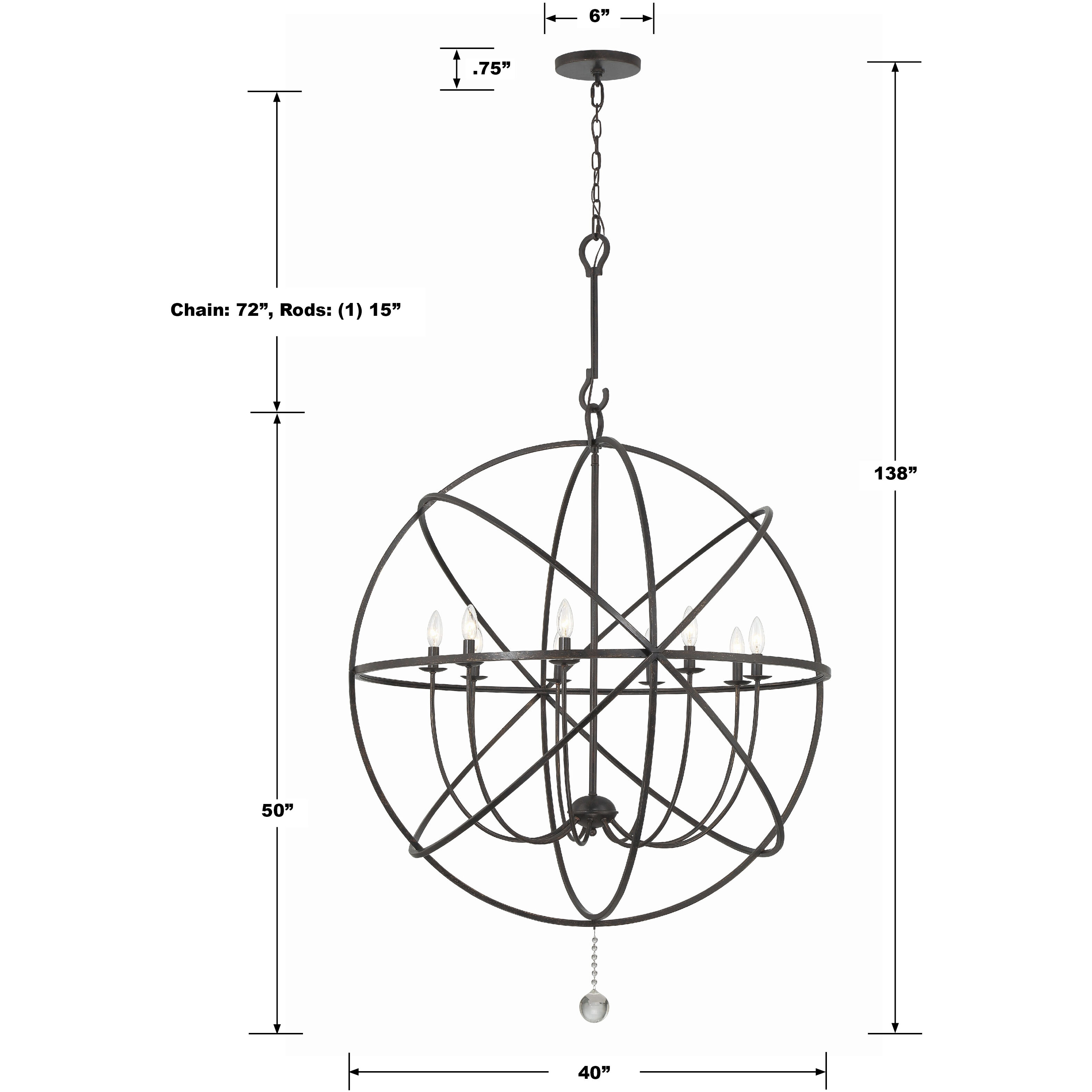 Solaris 9 Light 40 inch English Bronze Chandelier Ceiling Light