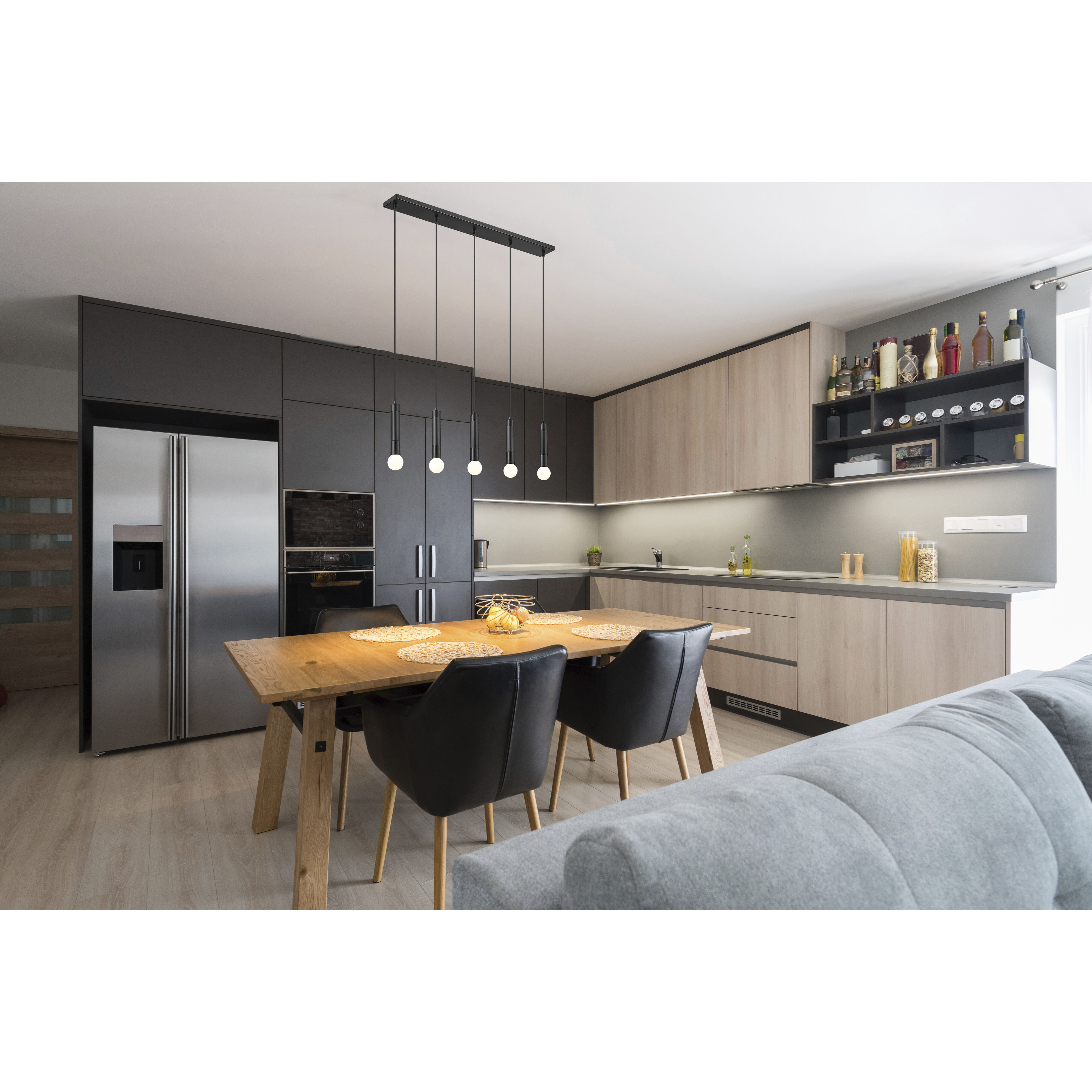 Stari Linear Chandelier Ceiling Light in Matte Black