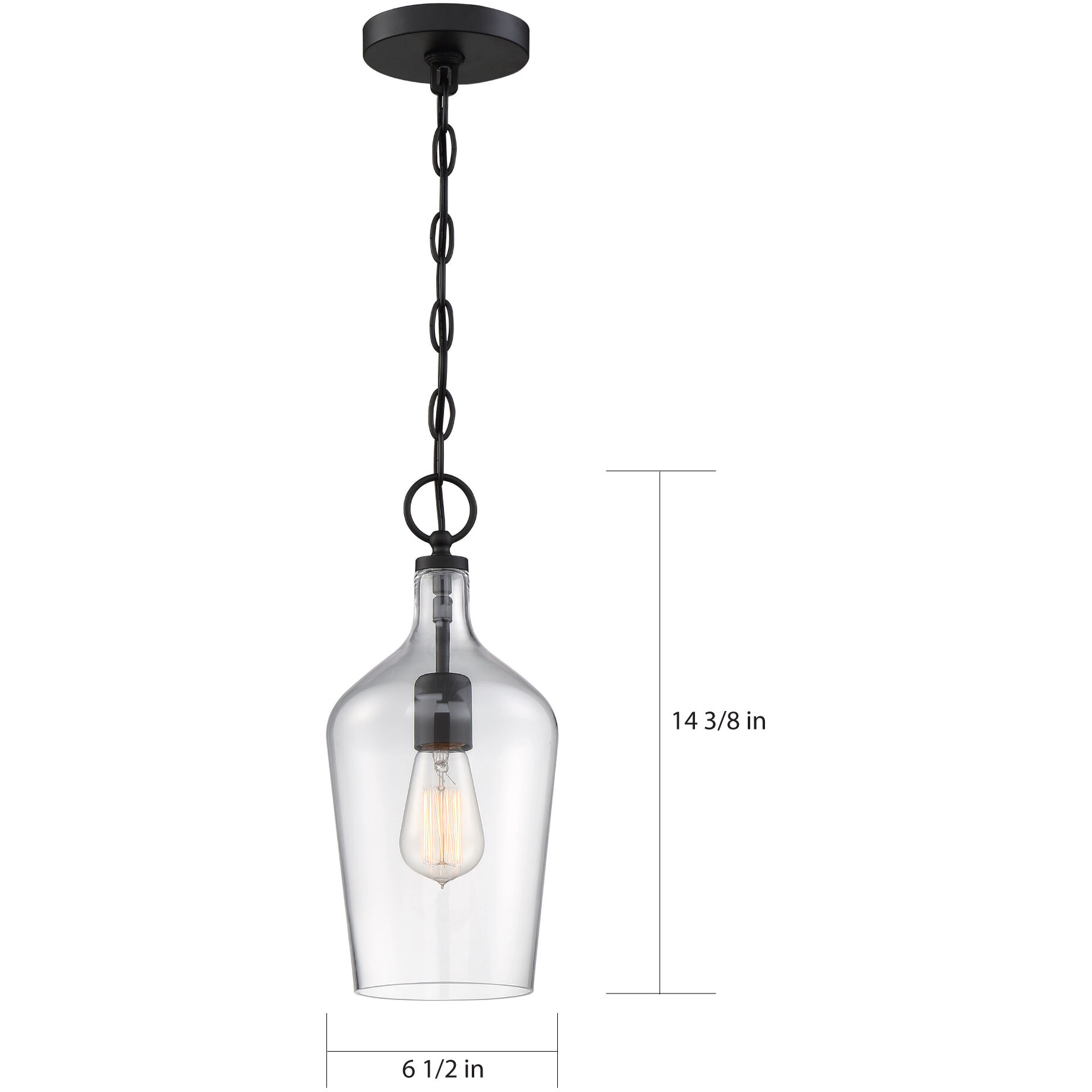 Hartley 1 Light 7 inch Matte Black and Clear Pendant Ceiling Light